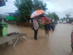 Curah Hujan Tinggi, Kapolsek Panca Lautang Sidrap Pantau Debit Air