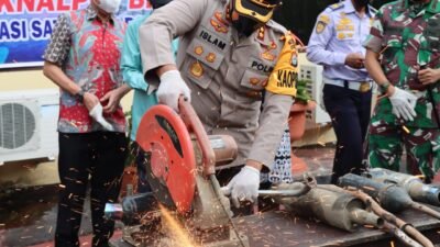 Polres Wajo Musnahkan Barang Bukti Miras Dan Knalpot Racing