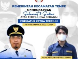 Terpilih Nakhkodai PP Hipermawa, Camat Tempe Ucapkan Selamat Pada Muhammad Adam Surya