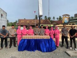 Kapolsek Dua Pitue Polres Sidrap Bersama Bhayangkari Ranting Bagi-bagi Takjil kepada Pengendara