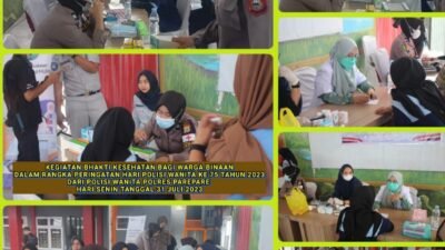 Giat Bhakti Kesehatan Bagi WBP Lapas Parepare Menyambut Hari Polwan ke+75, Dibuka Langsung Kalapas Totok Budiyanto