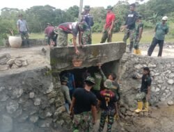 Semangat Tak Surut, Satgas TMMD Ke-124 Kodim 1406/Wajo Lanjutkan Pembangunan Talud Penghubung Antar Dusun