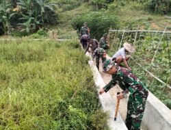 Koramil 1406-10/Pitumpanua Laksanakan Karya Bhakti Pembersihan Jaringan Tersier Pengairan Sawah