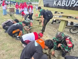 Koramil Pammana gelar karya bakti bersama Sispala SMAN 9 Wajo