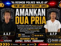 Tim URC Resmob Polres Wajo Gerak Cepat Amankan Dua Pria Yang Duel Pakai Parang