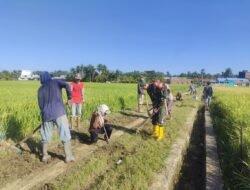 Babinsa Koramil 1406-10/Pitumpanua Bersama Warga Gotong Royong Bersihkan dan Perbaiki Jalan Tani